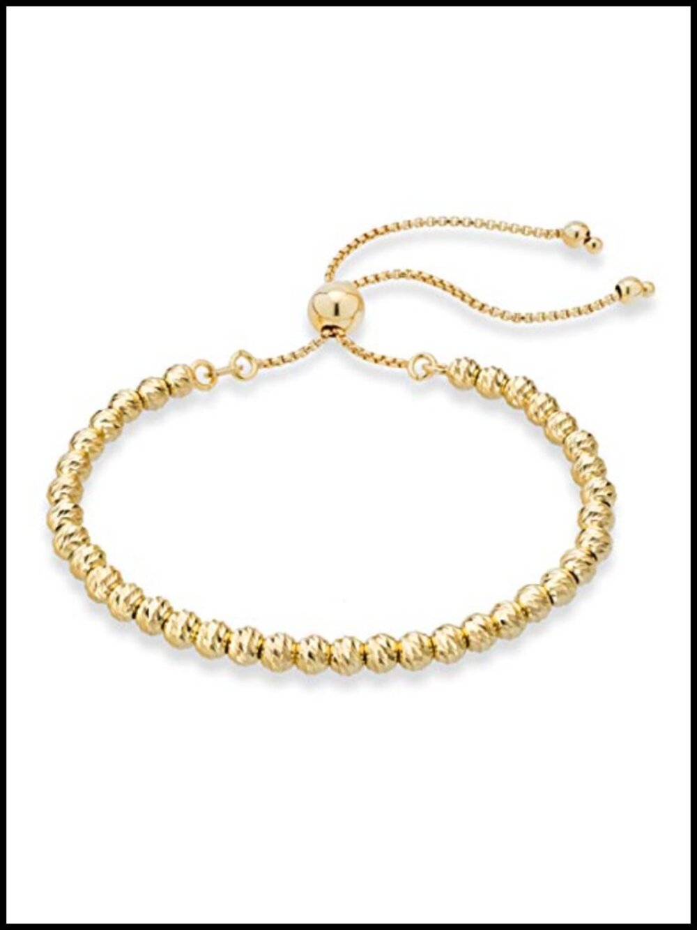 Italian 925 Sterling Silver or 18K Gold Plated Adjustable Bead Ball Bracelet